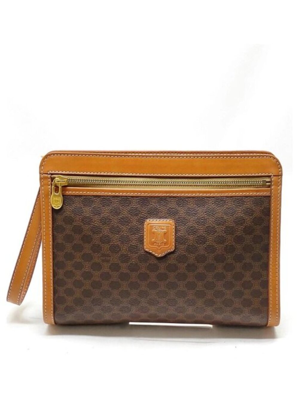 Authentic Celine Macadam Clutch Brown PVC Leather Wristlet Vintage Logo Pouch - Picture 2 of 16